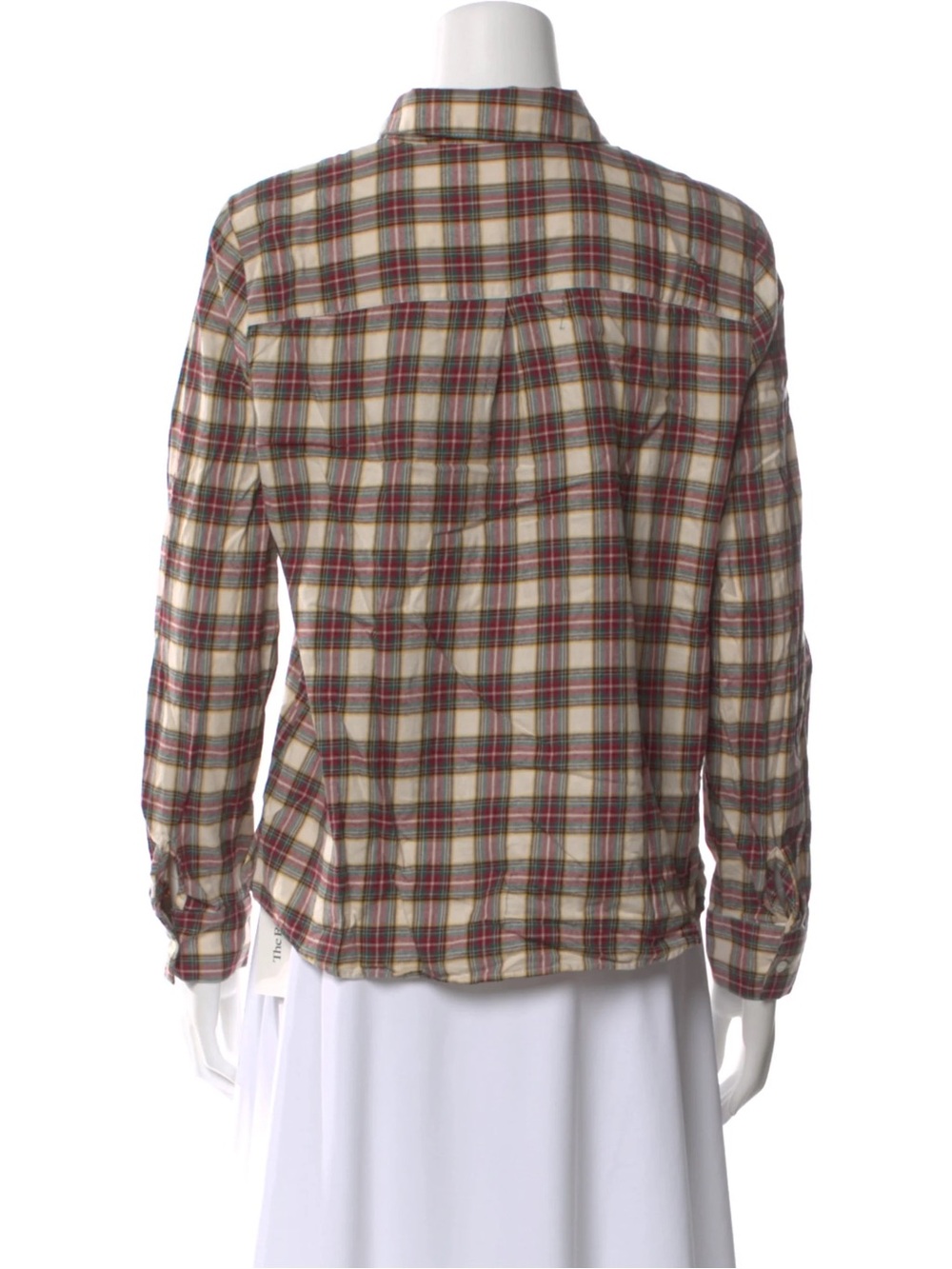 Sezane Plaid Button-Up Blouse in Beige, Red and Green - FR 38 / M - Picture 4 of 6